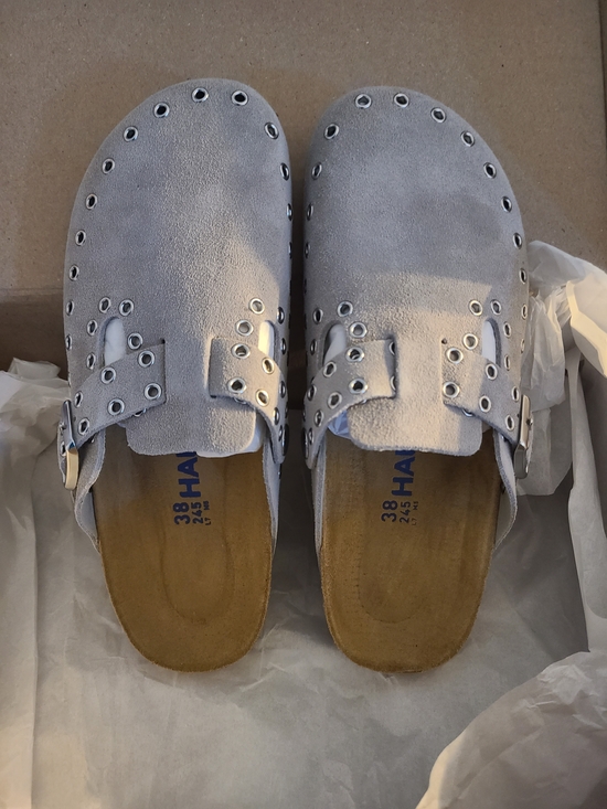 halofive Shoes - New Halofive sz 7.5 Rivet Suede Leather Corkbed Clogs